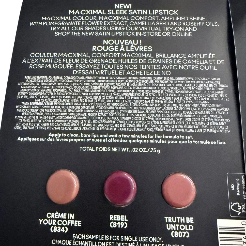 MAC Cosmetics MACStack Mascara FIX+ Setting Spray Lipstick Sampler Trio‎ New